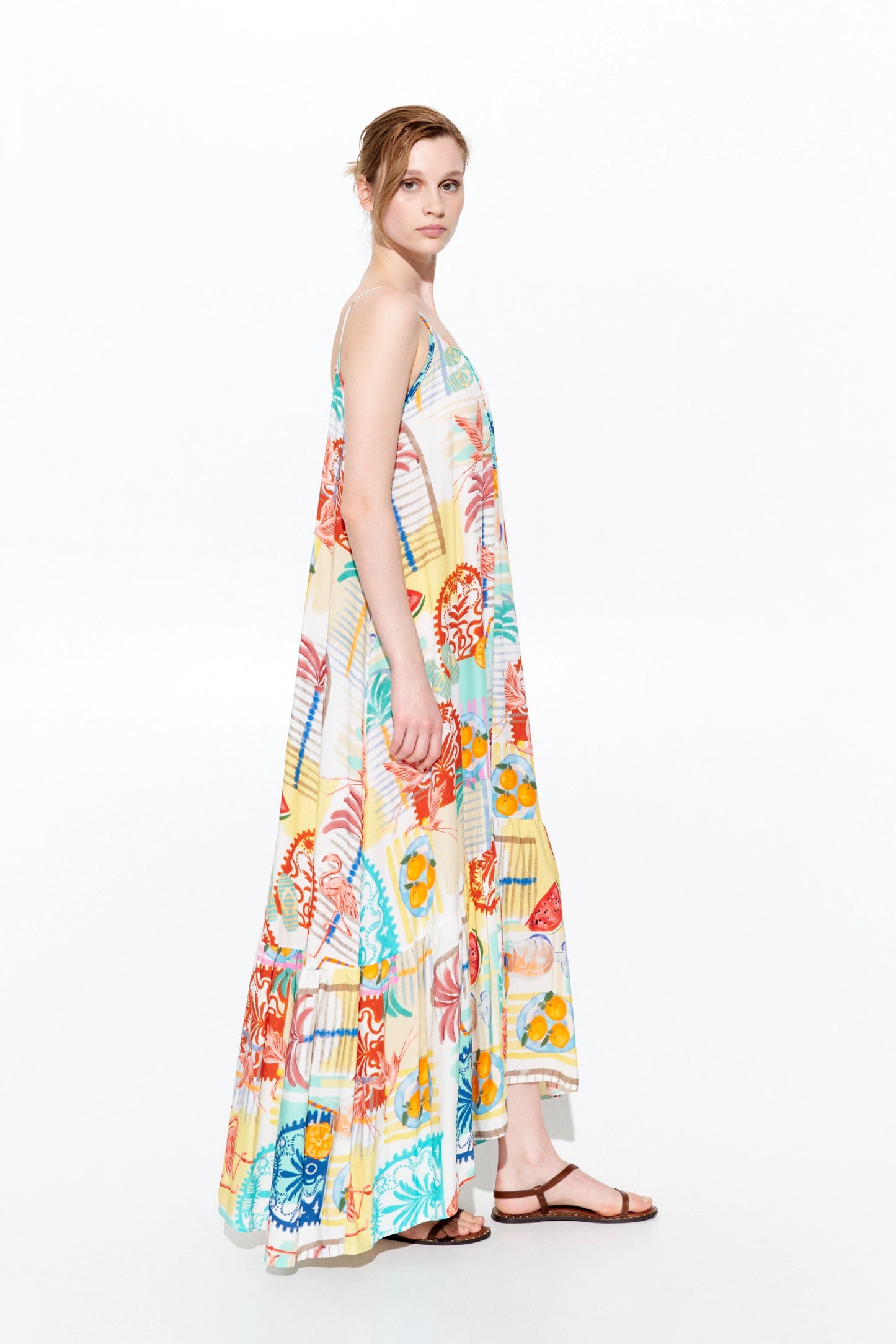 Abito Lungo Fantasia Tropical