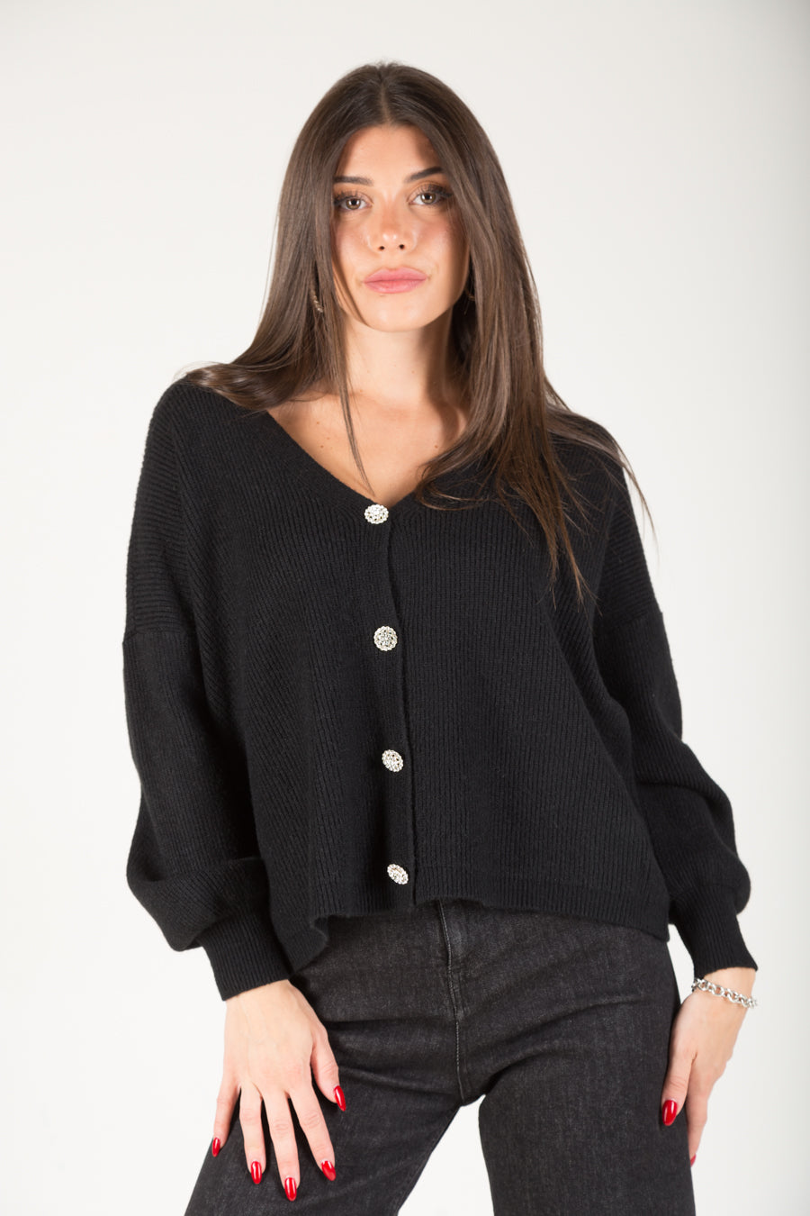 Cardigan con Bottoni Gioiello