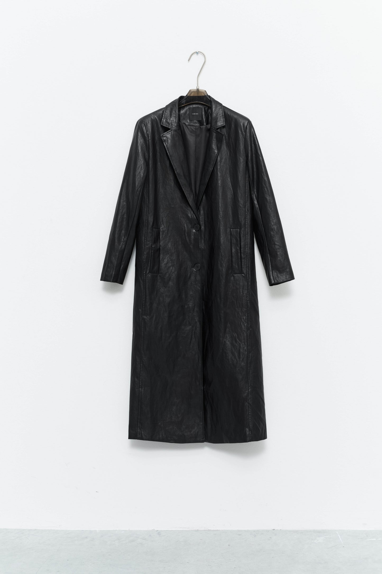 Cappotto Lungo Ecopelle Nero